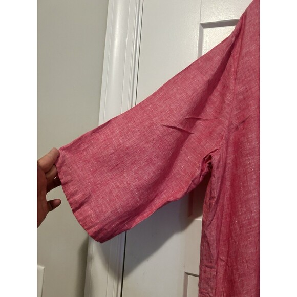 Tahari Women's Heather Pink 100% Linen 3/4 Sleeve Tunic Top Plus Size 3X Resort - Picture 3 of 5